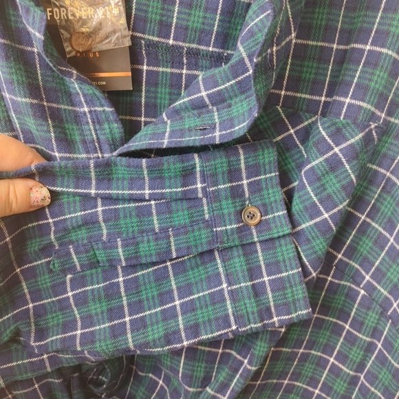 Forever 21 plus size plaid green blue shirt 2x - Picture 5 of 5